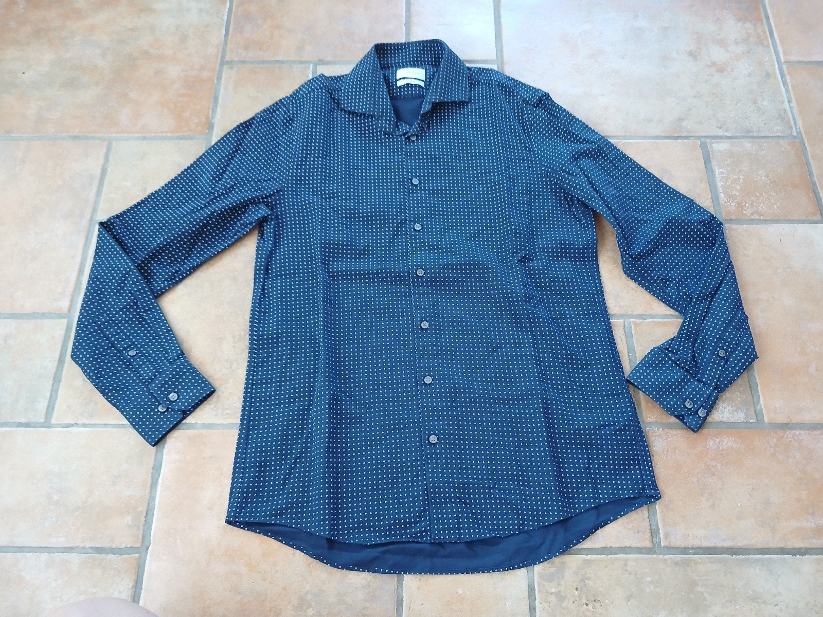 calvin klein overhemd fitted maat M, Calvin Klein, Blauw, Zo goed als nieuw, Halswijdte 39/40 (M)