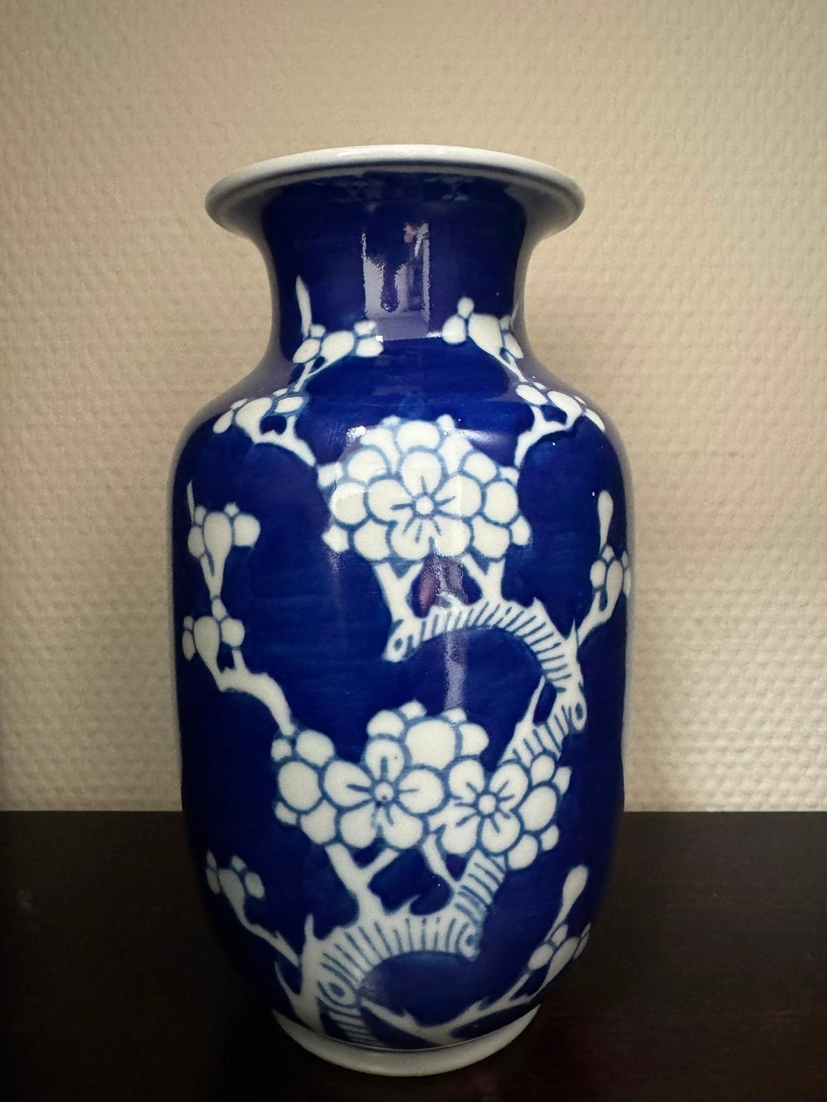 Blauw-witte vaas met bloemen - Kangxi, Ophalen of Verzenden