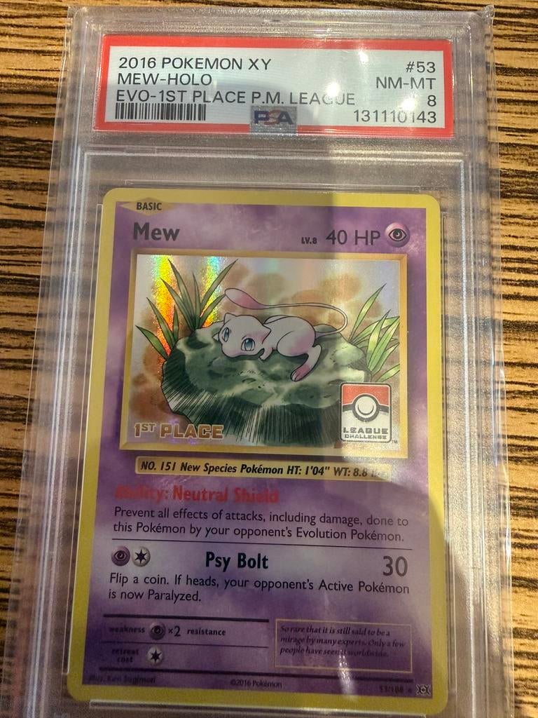 Pokemon Mew 53 1st place psa 8, Ophalen, Zo goed als nieuw