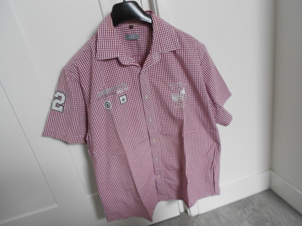 LIV mooie blouse, rood met wit geblokt, maat XL., Kleding | Heren, Overhemden, Verzenden, LIV, Zo goed als nieuw, Halswijdte 43/44 (XL)