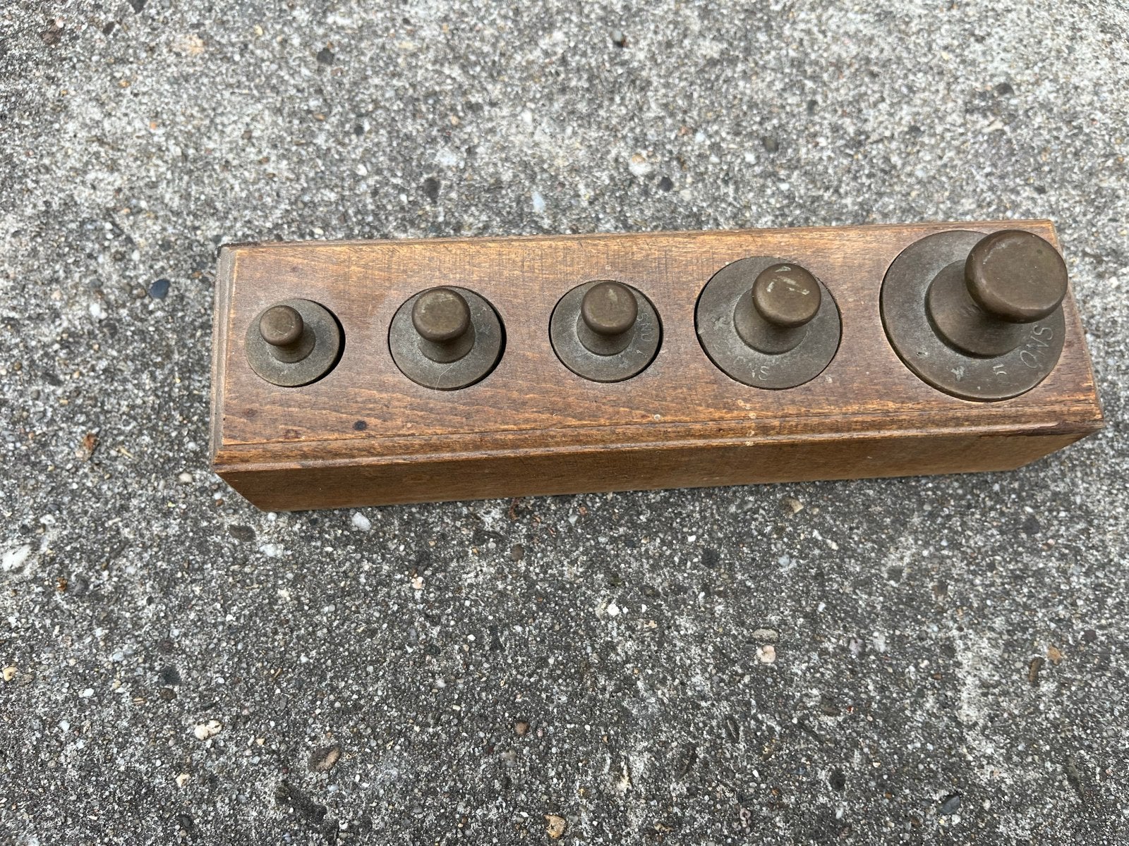 Antieke Gewichten Set in Houten Houder, Antiek en Kunst, Ophalen of Verzenden