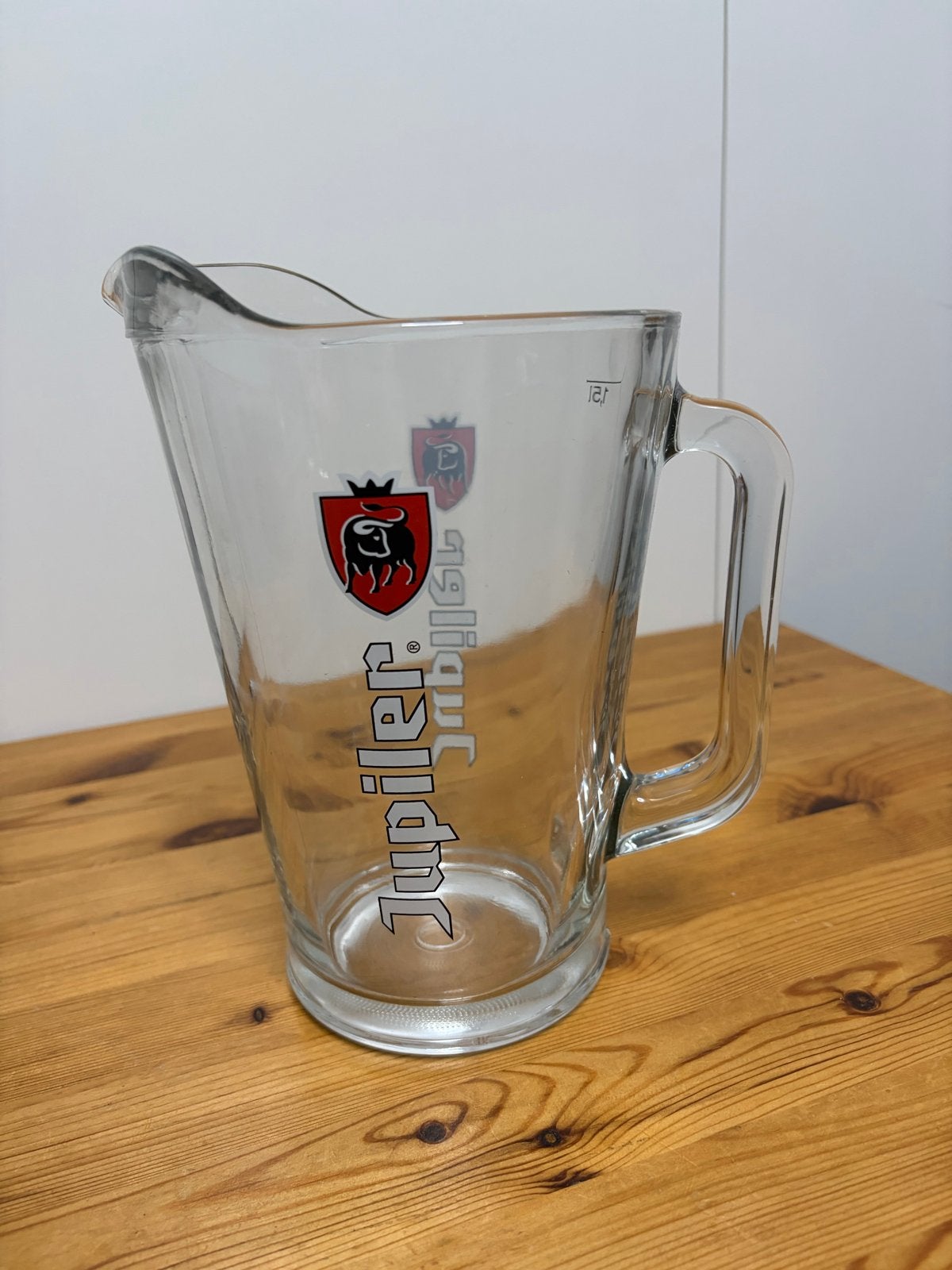 Jupiler bierkan 1.5L - Glazen kan met logo, Ophalen of Verzenden, Overige merken, Glas, Overige typen