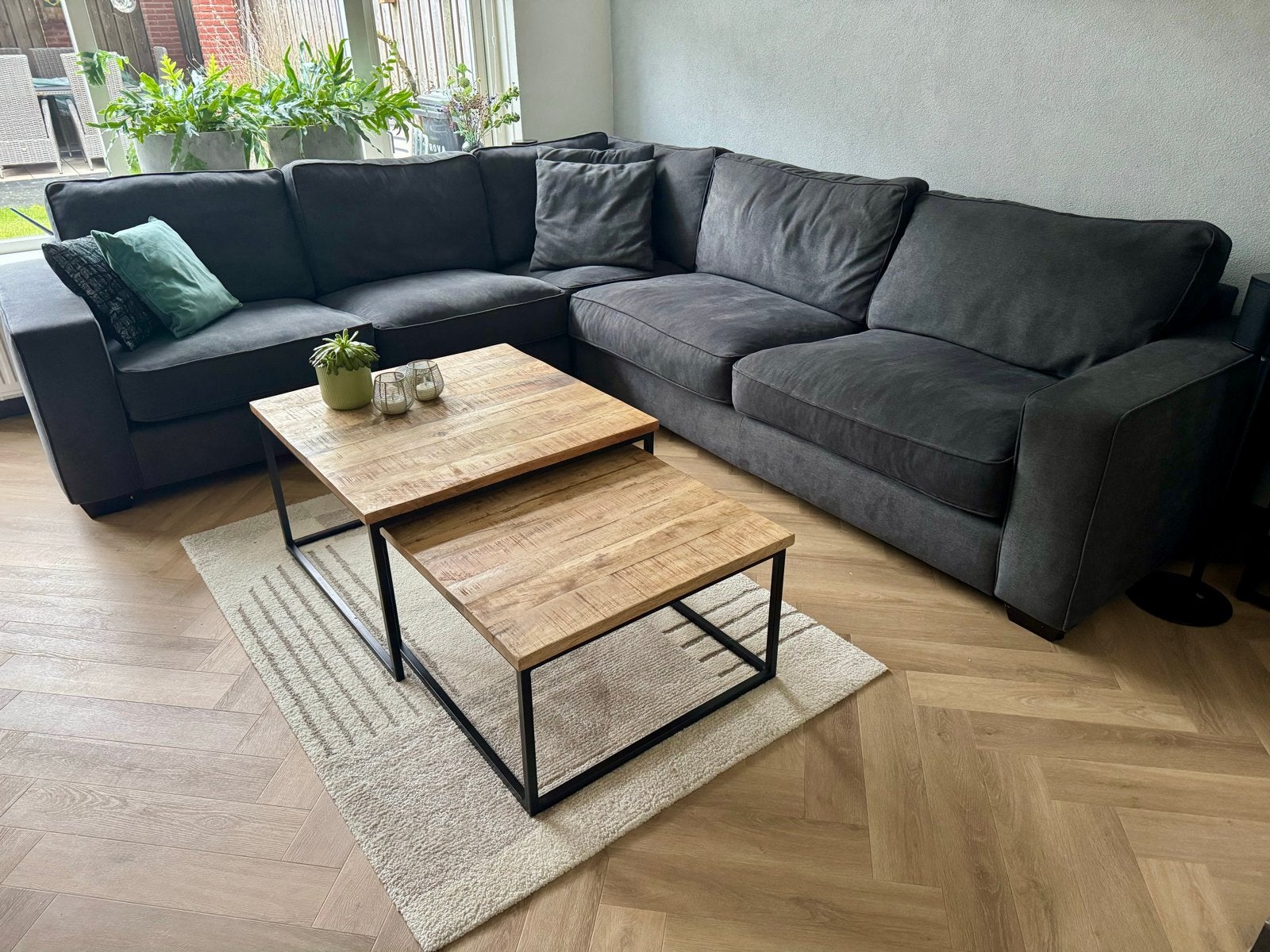 Set van 2 Salontafels - 80x80 cm & 70x70 cm, Huis en Inrichting, Tafels | Salontafels, Ophalen, Vierkant, 50 tot 100 cm, Zo goed als nieuw