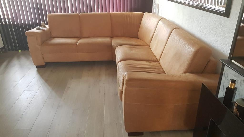 GRATIS leer/ suède hoek bankstel., Ophalen, Leer