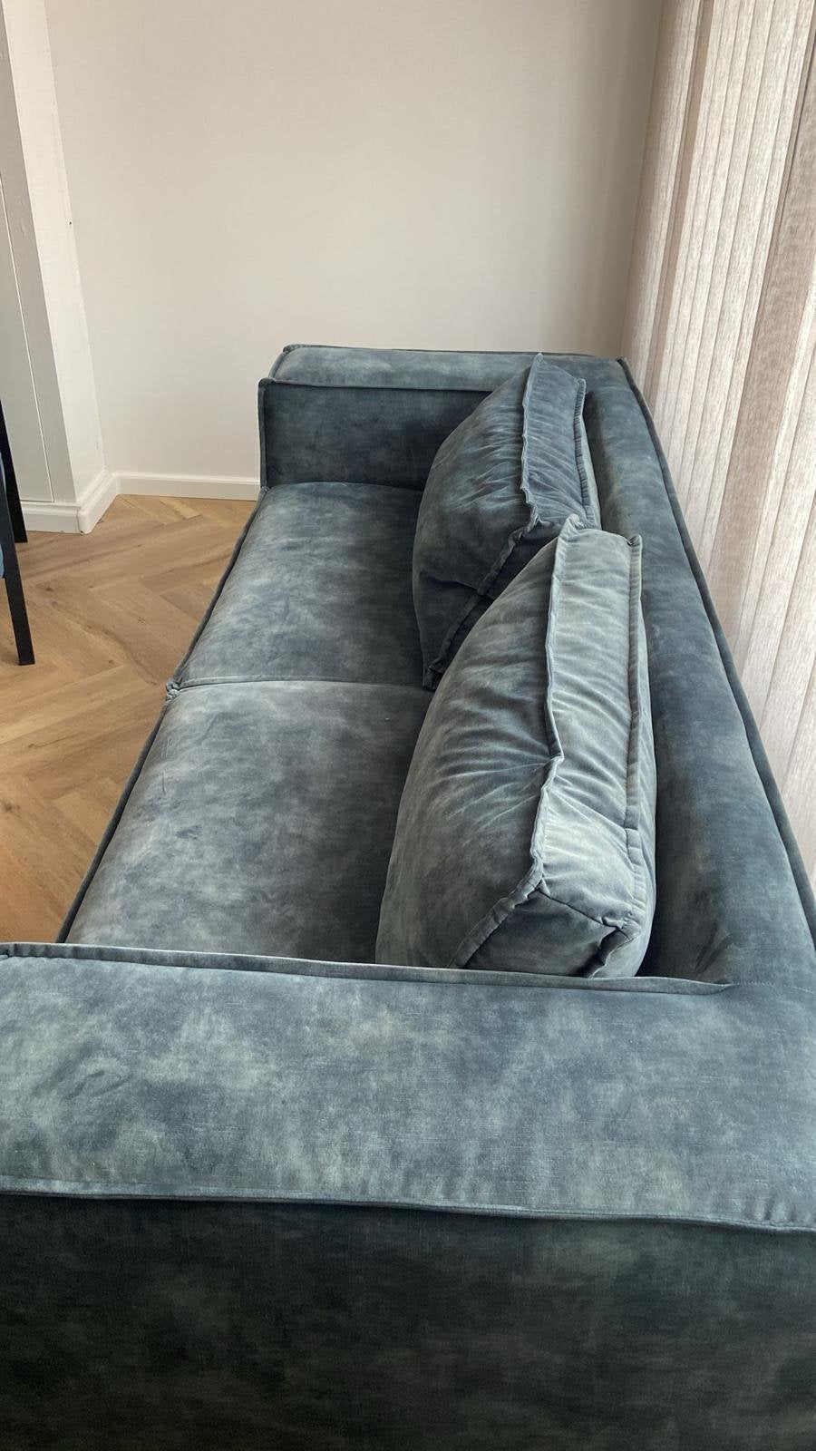 Te koop, bank, 3,5 zits, petrol blauw, Ophalen, Overige materialen, Gebruikt, Driepersoons