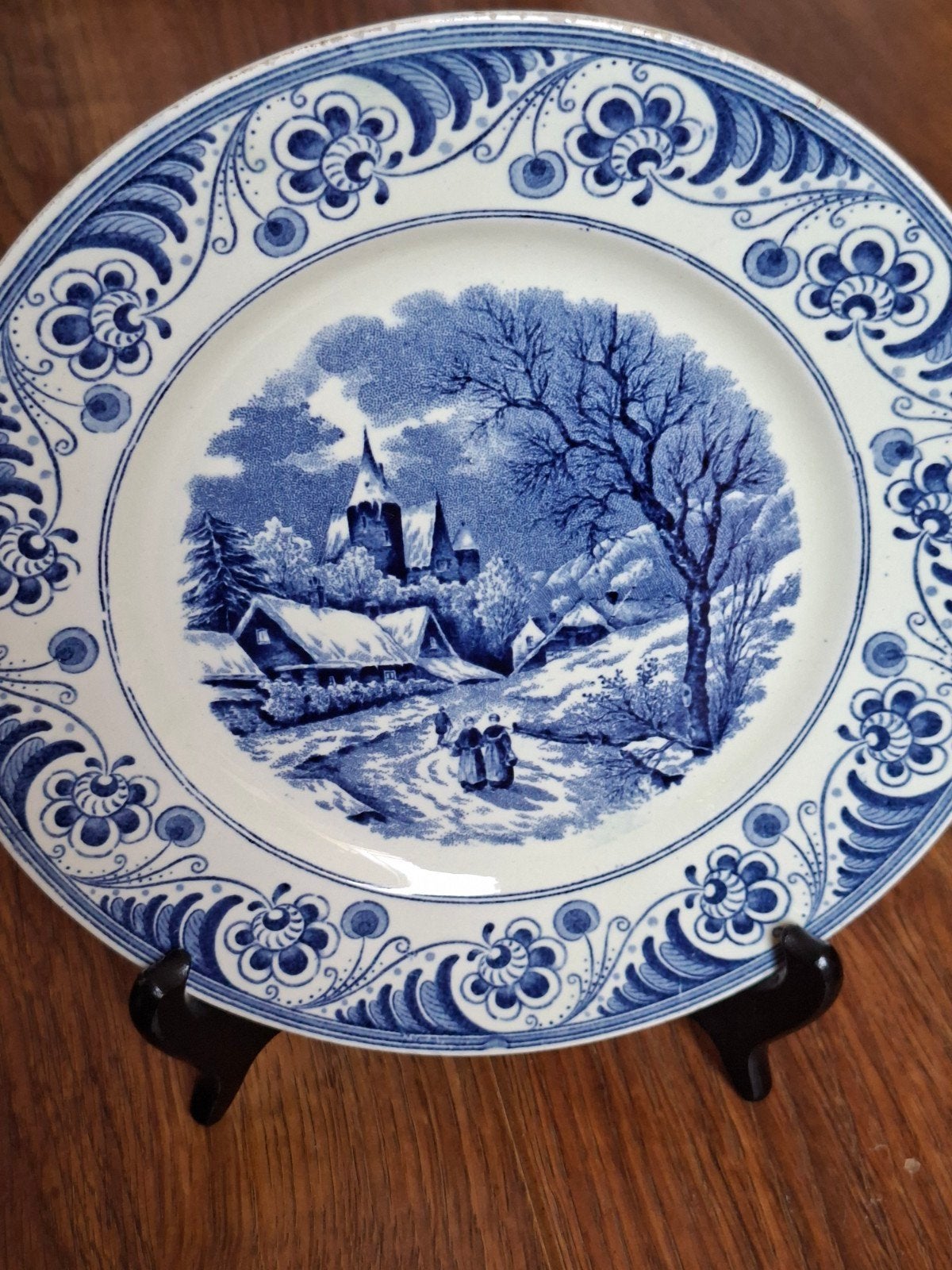 Société Céramique Maastricht Landschap 1 Wintertafereel Bord, Antiek en Kunst, Ophalen