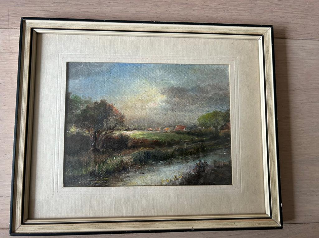 Schilderij landschap, Antiek en Kunst, Ophalen of Verzenden