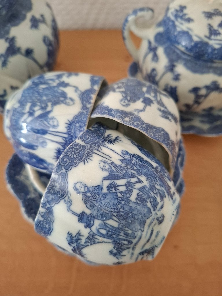 Antiek Delfts Blauw Porseleinen Servies Grootouders, Ophalen of Verzenden