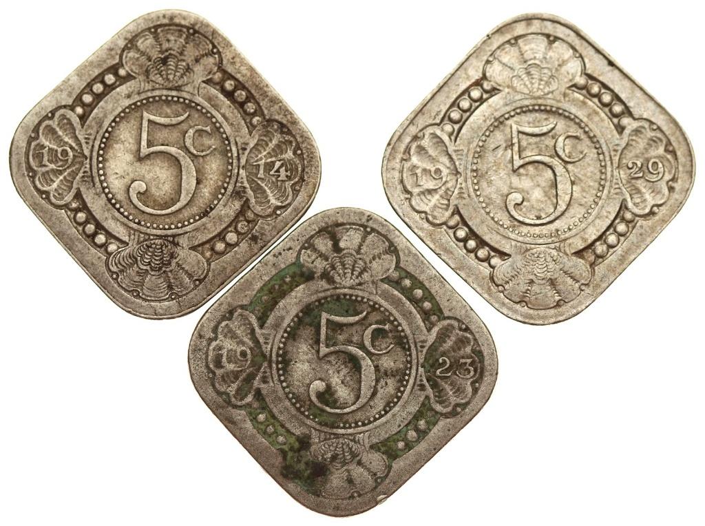 Wilhelmina- 3x oude 5 cent 1914,1923 en 1929 zf+/p, Ophalen of Verzenden, Koningin Wilhelmina, 5 cent, Setje