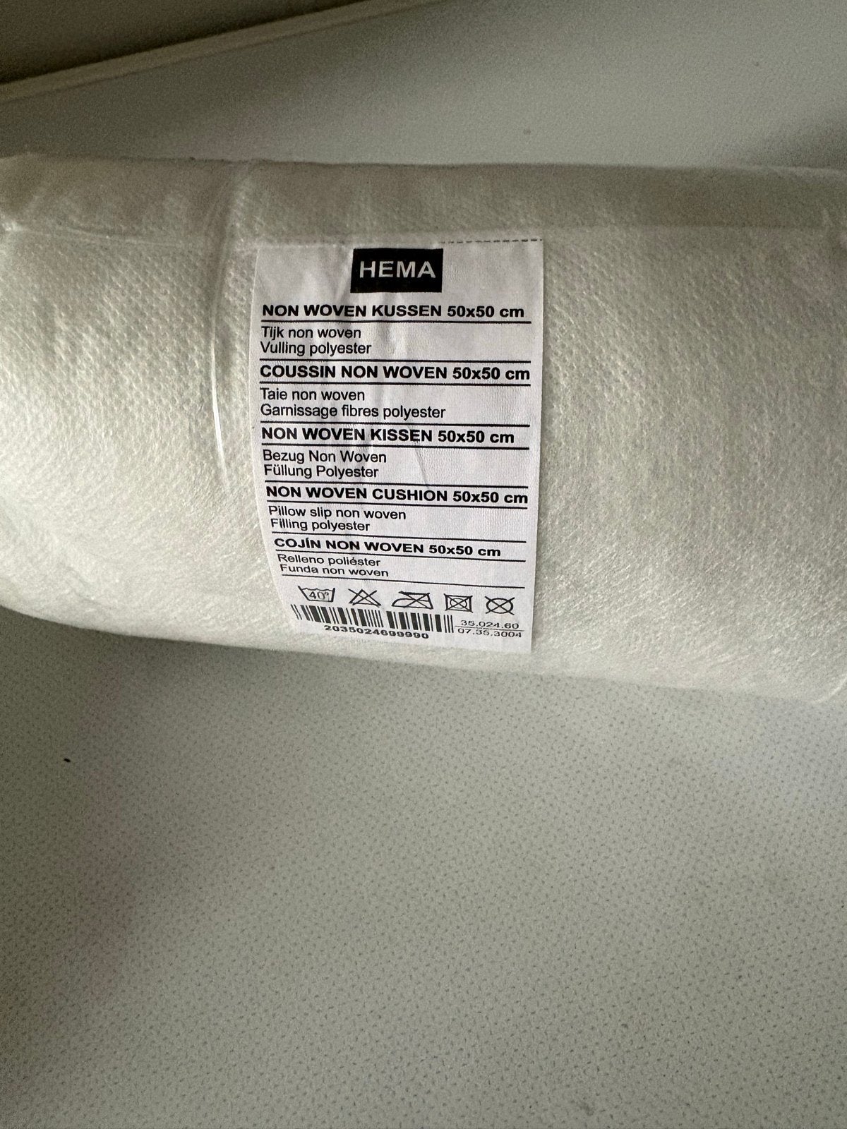 Hema Nonwoven Kussen 50x50 cm - Nieuw in verpakking, Overige merken, Inclusief binnenkussen, Wit, Vierkant