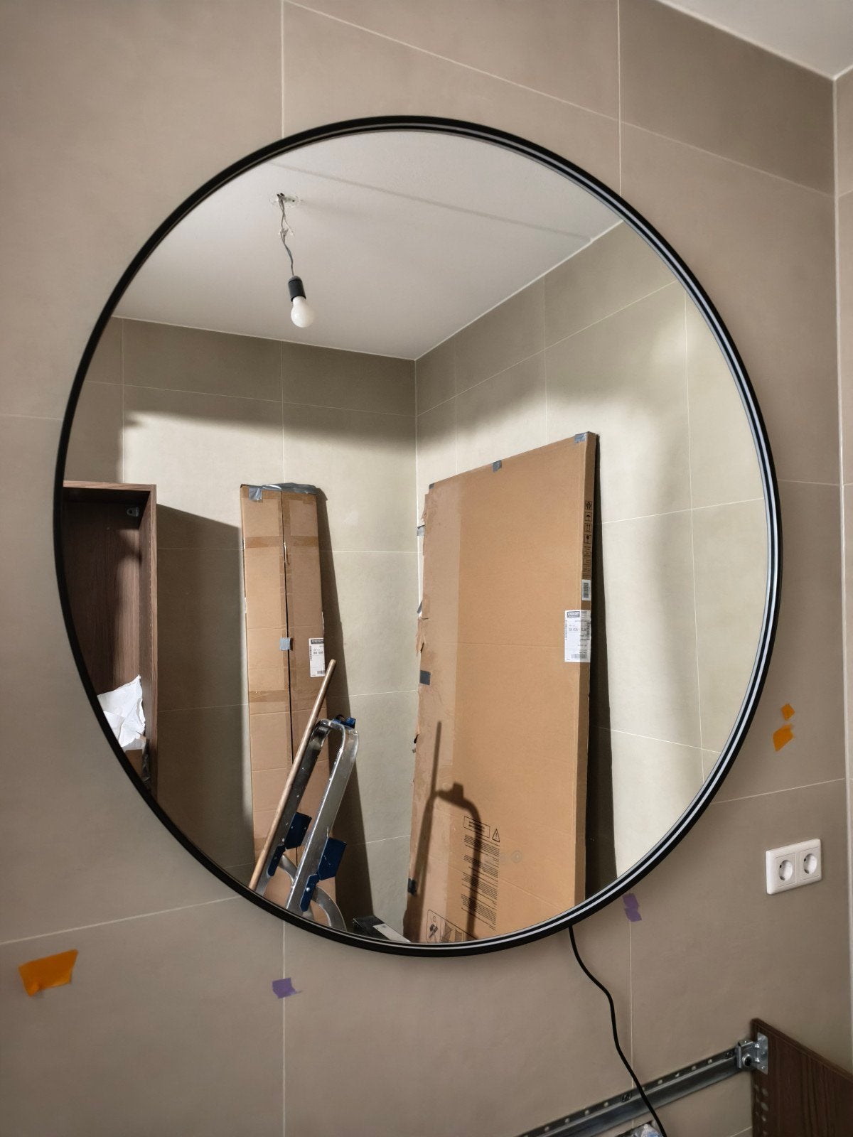 Badkamerspiegel 120cm - Licht/verwarming defect, Ophalen, 100 tot 150 cm, Rond, Zo goed als nieuw
