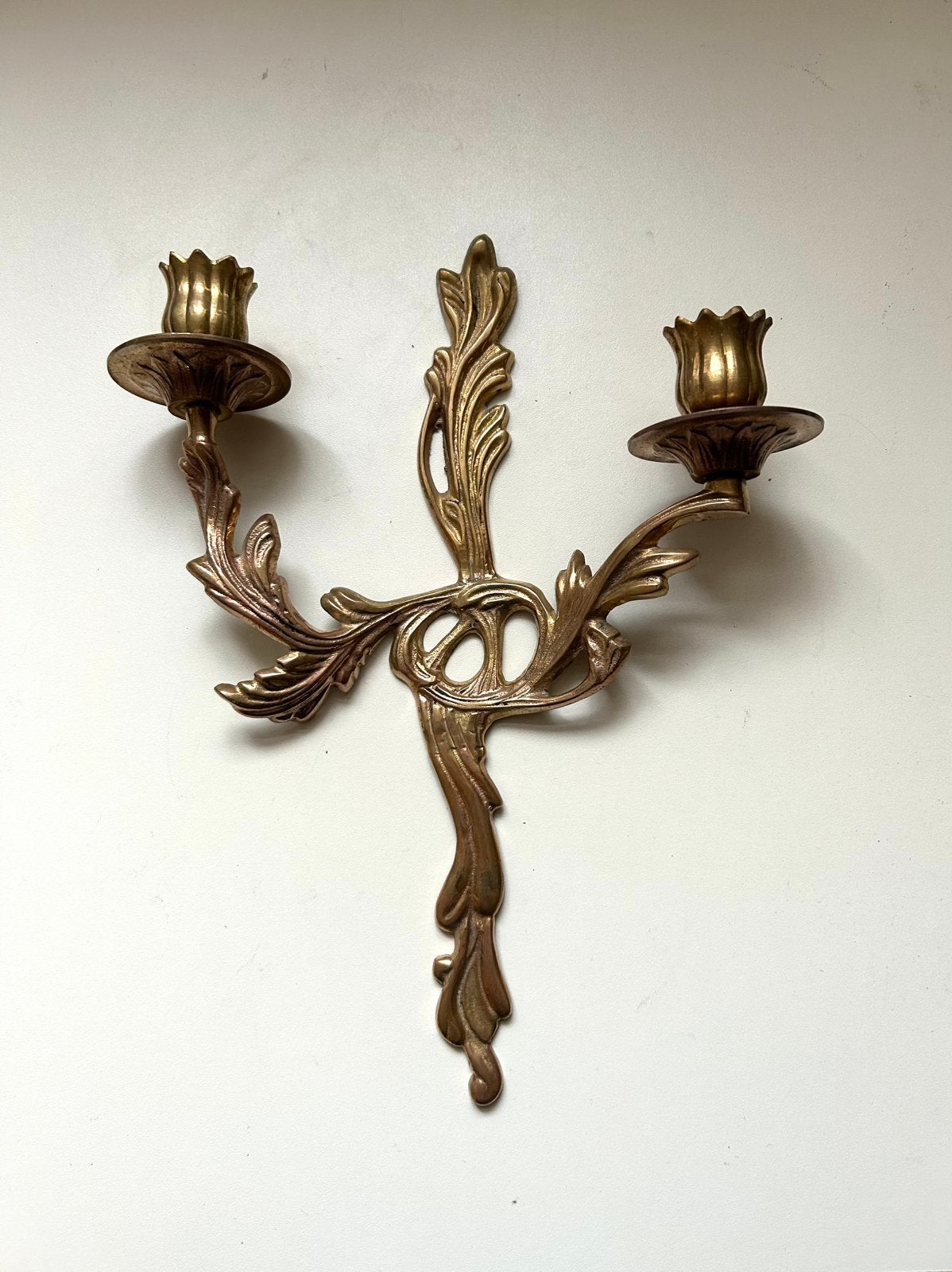 Sfeervolle messing wandkandelaar, Antiek en Kunst, Ophalen of Verzenden, Koper of Brons