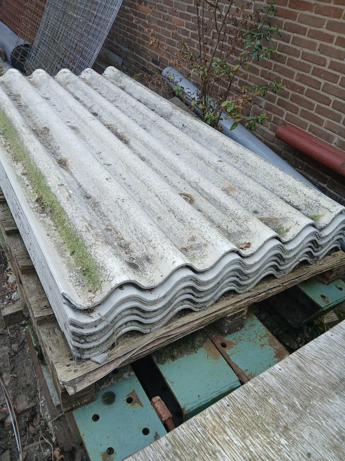 Vezelcement golfplaat 2140x1100 mm. Geen Asbest NT, Ophalen, Kunststof, Gebruikt, Overige kleuren