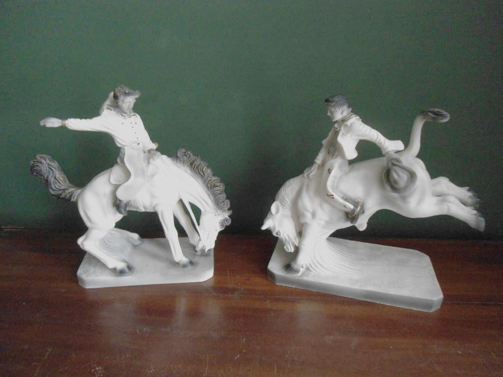 Set van 2 massieve rodeo beelden, Antiek en Kunst, Ophalen