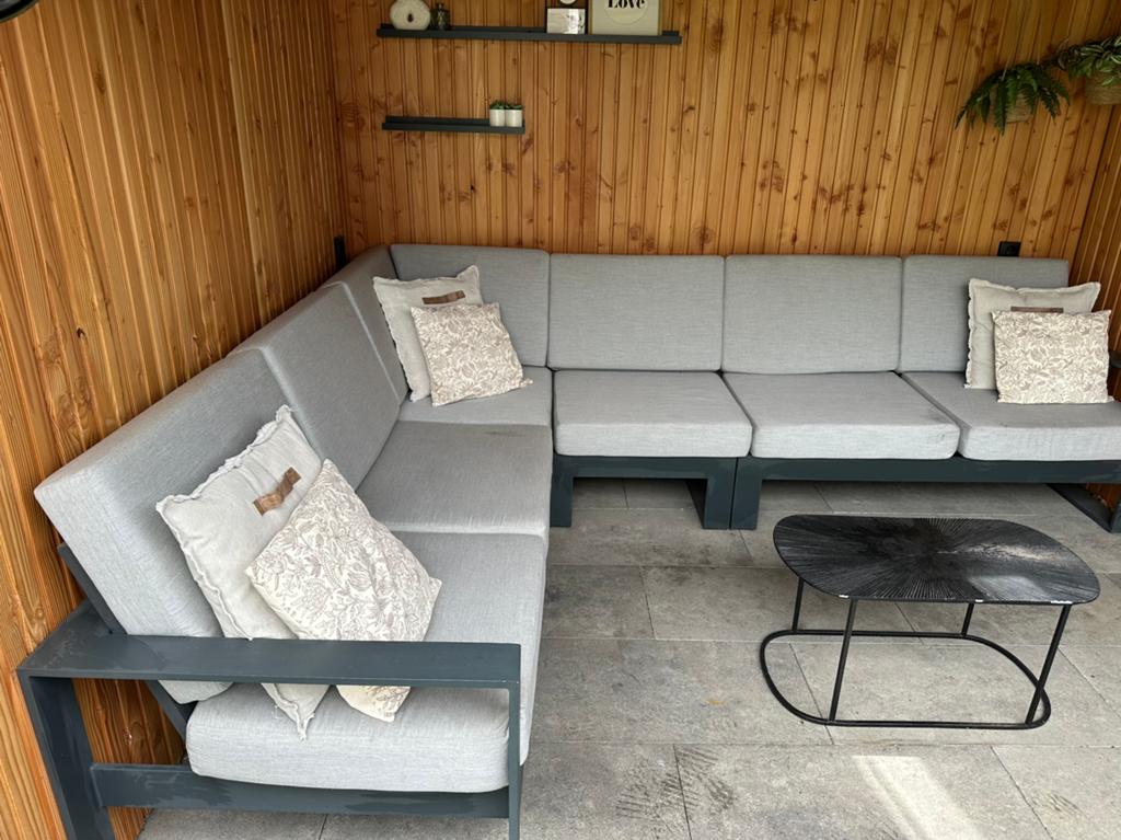Loungeset aluminium antraciet, Tuin en Terras, Tuinsets en Loungesets, Ophalen, 6 zitplaatsen, Aluminium, Zo goed als nieuw