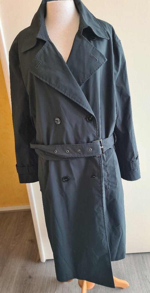 Mooie zgan donkergroene trenchcoat  maat 46/48? zie maten, Kleding | Dames, Zwart, Maat 46/48 (XL) of groter, Nieuw, Ophalen of Verzenden
