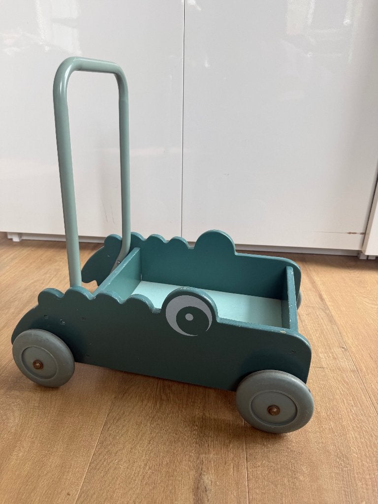 Done by Deer Croco houten loopwagen / duwkar groen, Ophalen of Verzenden, Gebruikt, Overige typen, Met wieltjes