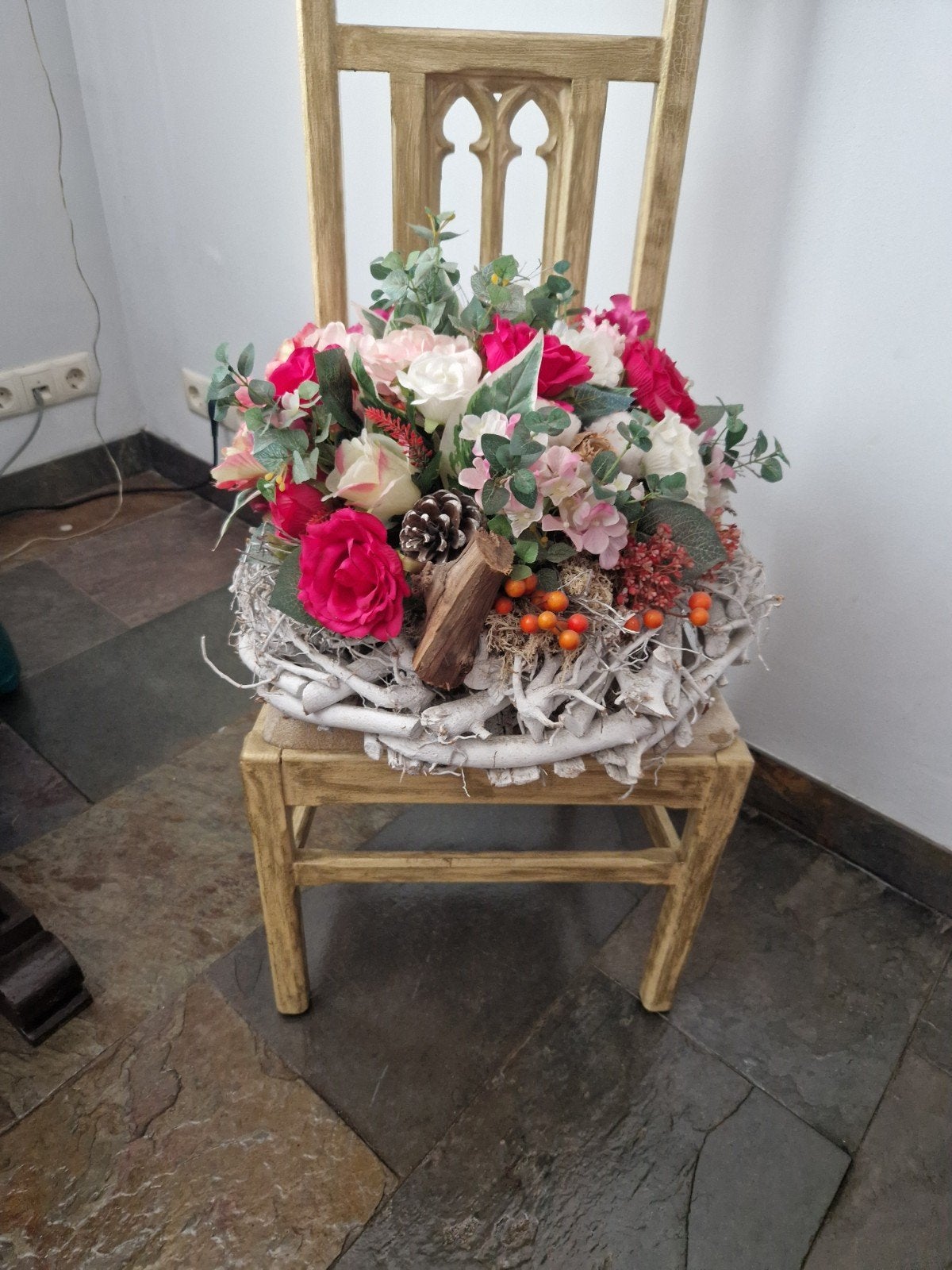 Prachtige zijden bloemen arrangement, Ophalen