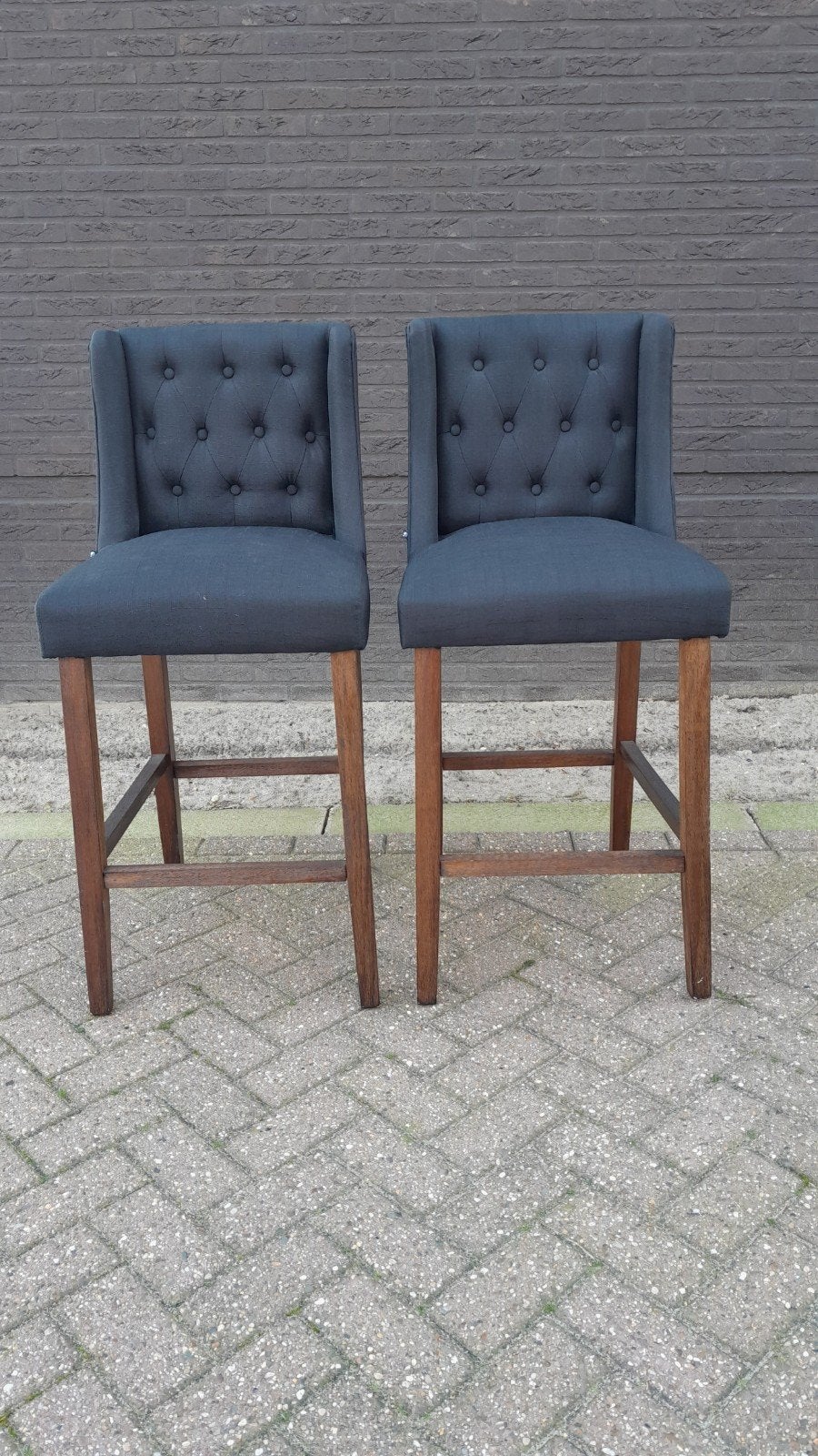 2 barkrukken (antraciet), Huis en Inrichting, Barkrukken, 2 krukken, Ophalen, Zo goed als nieuw, 60 tot 90 cm