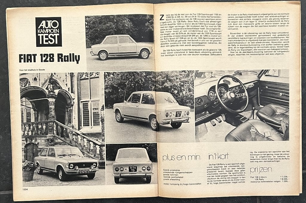 Fiat 128 Rally test in Autokampioen 1972, Gelezen, Ophalen of Verzenden, Autokampioen, Overige merken