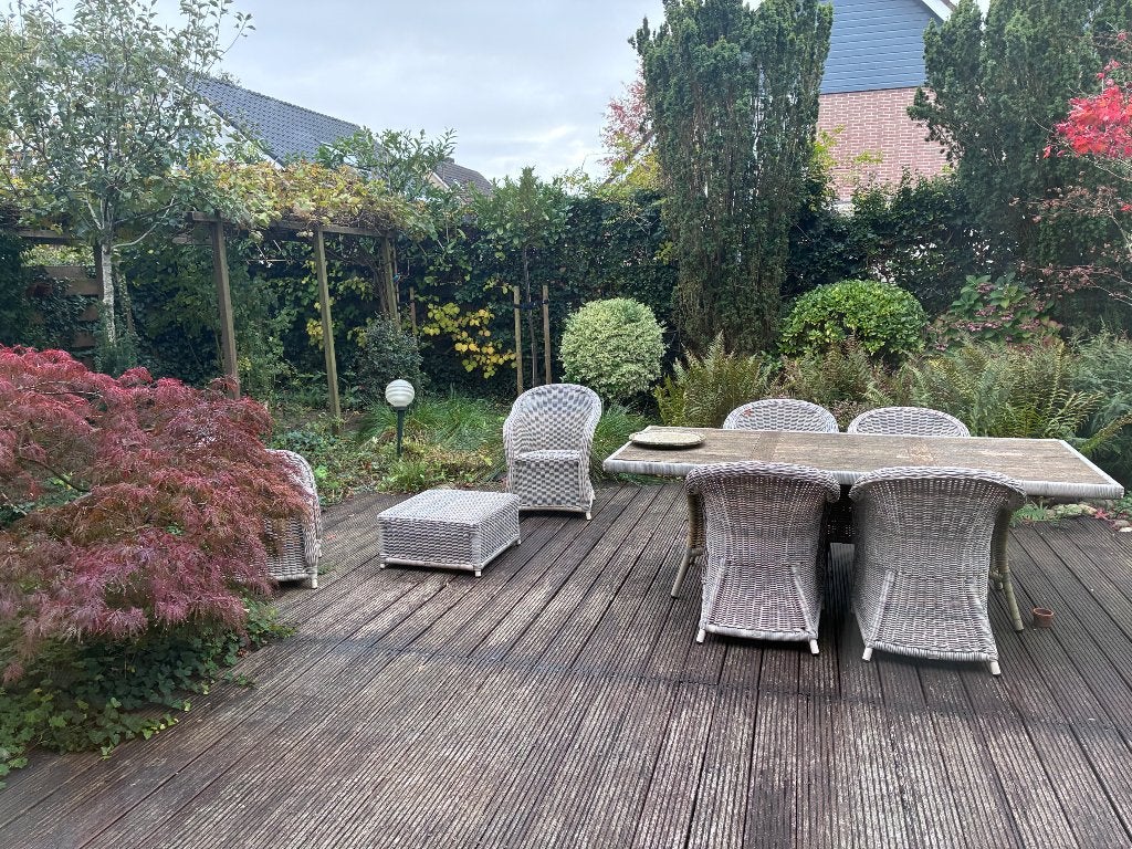 Applebee grijs tuinstoelen tuinset,erg compleet en als nieuw, Ophalen, 6 zitplaatsen, Zo goed als nieuw, Wicker