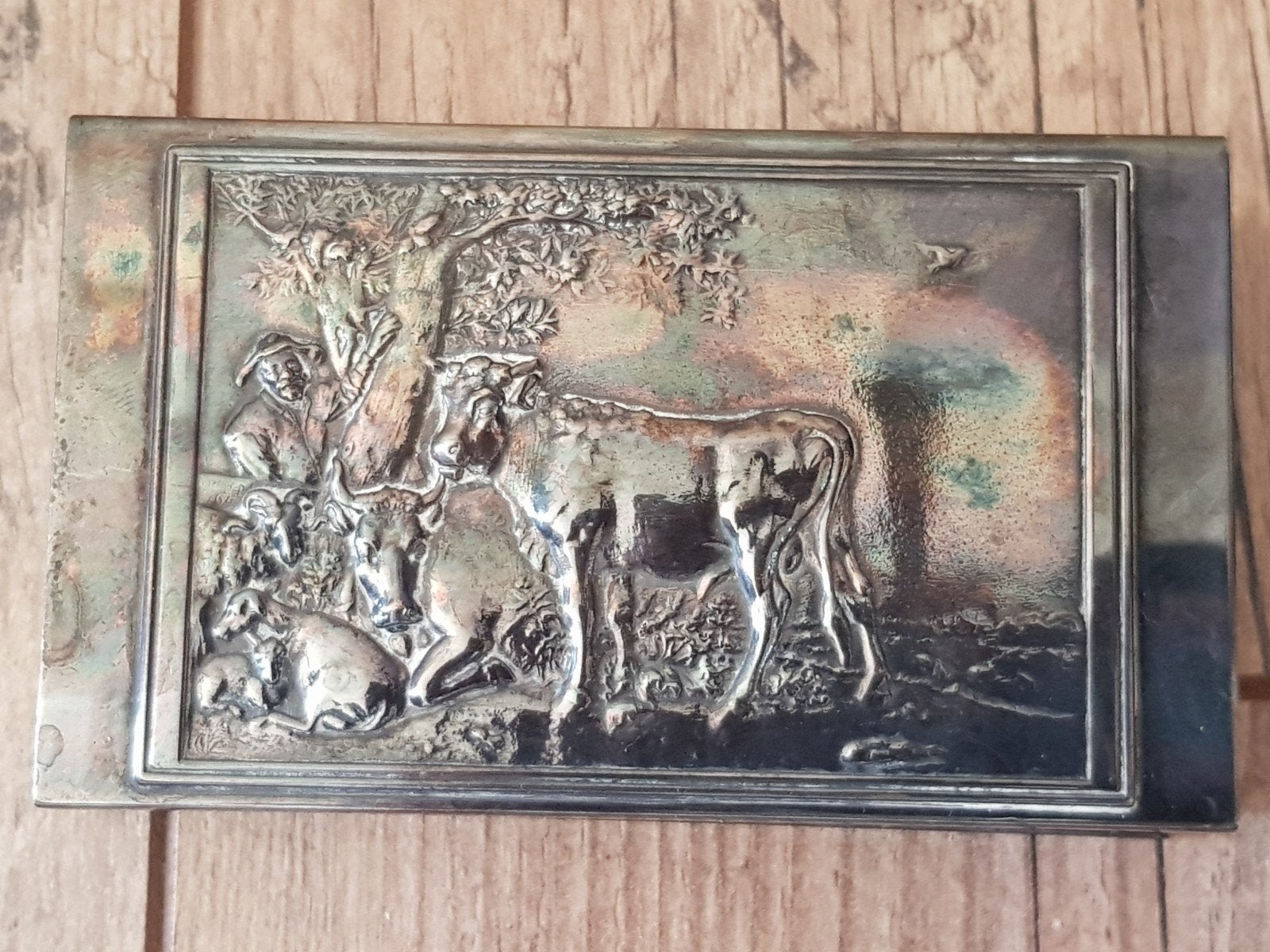 zilfa pleet / antiek verzilverd lucifer doosje groot model, Ophalen of Verzenden, Zilver