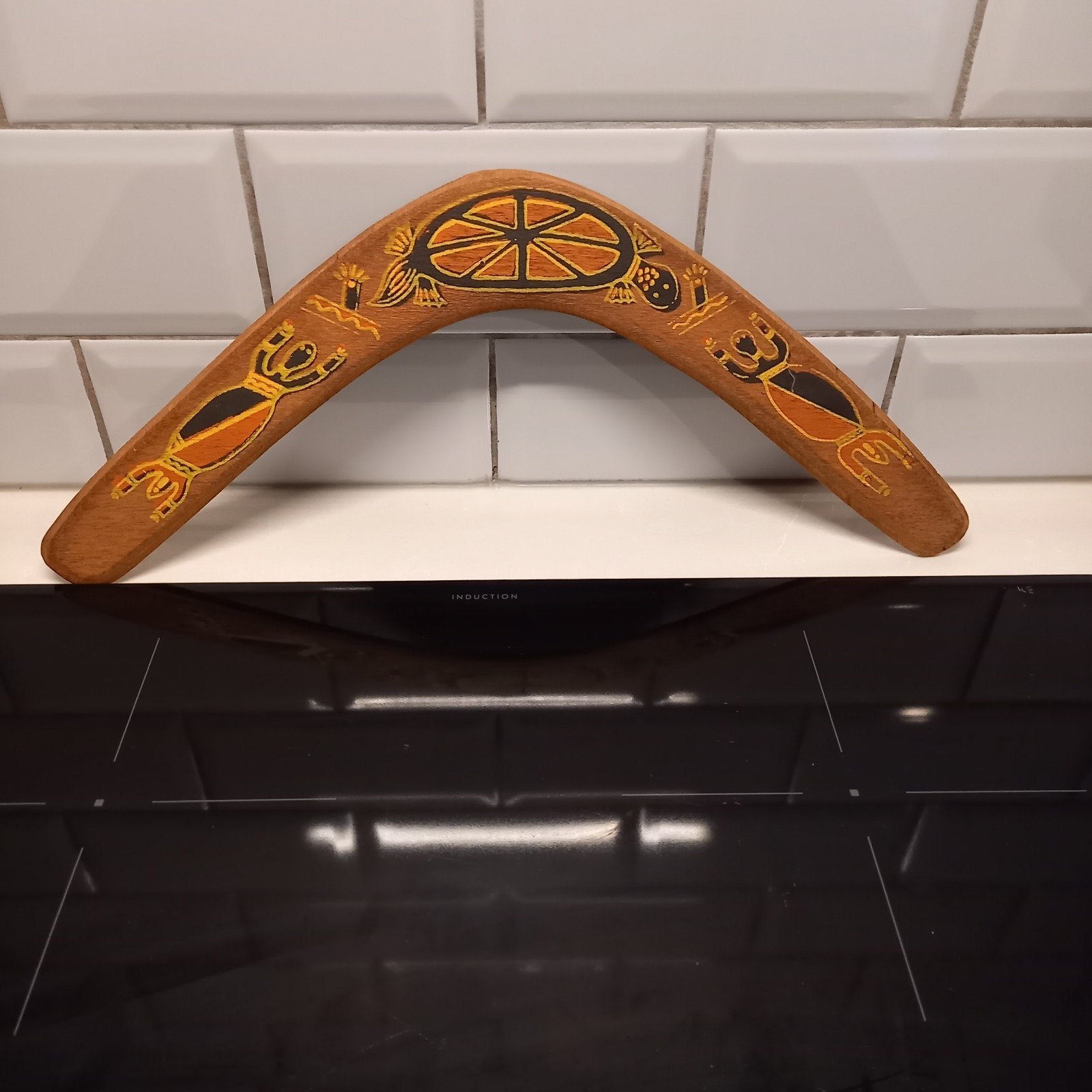 Handgesneden & Handbeschilderde Houten Boemerang  Aboriginal, Ophalen of Verzenden