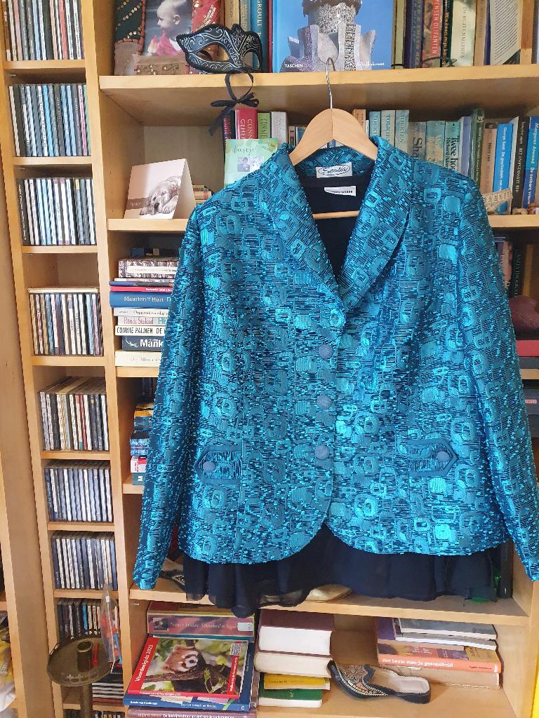 Turquoise dames Colbert maat 46, Kleding | Dames, Blauw, Maat 46/48 (XL) of groter, Zo goed als nieuw, Jasje