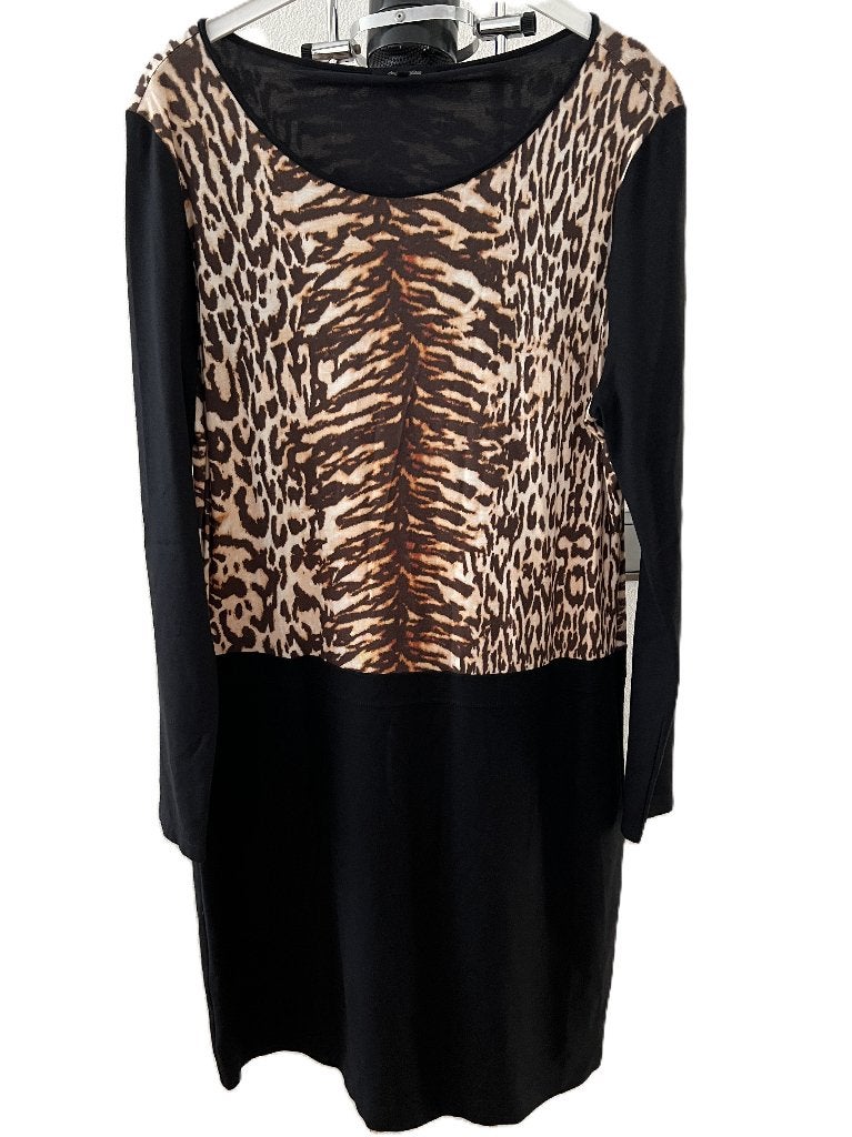 Claudia Strater jurkje maat 44 zwart met animalprint, Verzenden, Zwart, Maat 42/44 (L), Zo goed als nieuw