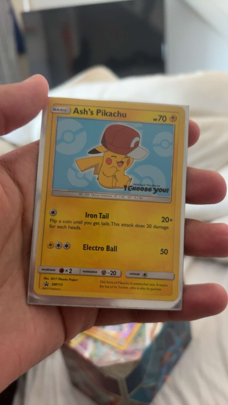 Ash's Pikachu Pokémon Kaart SM113 - I Choose You! Movie Prom, Ophalen of Verzenden, Gebruikt, Losse kaart