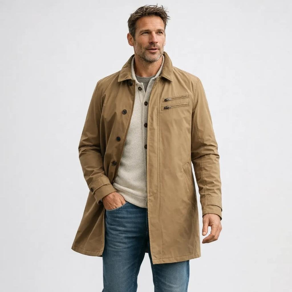 Vanguard V-Coat - Bruine herenjas, maat L, Ophalen of Verzenden, Zo goed als nieuw, Maat 52/54 (L), Bruin