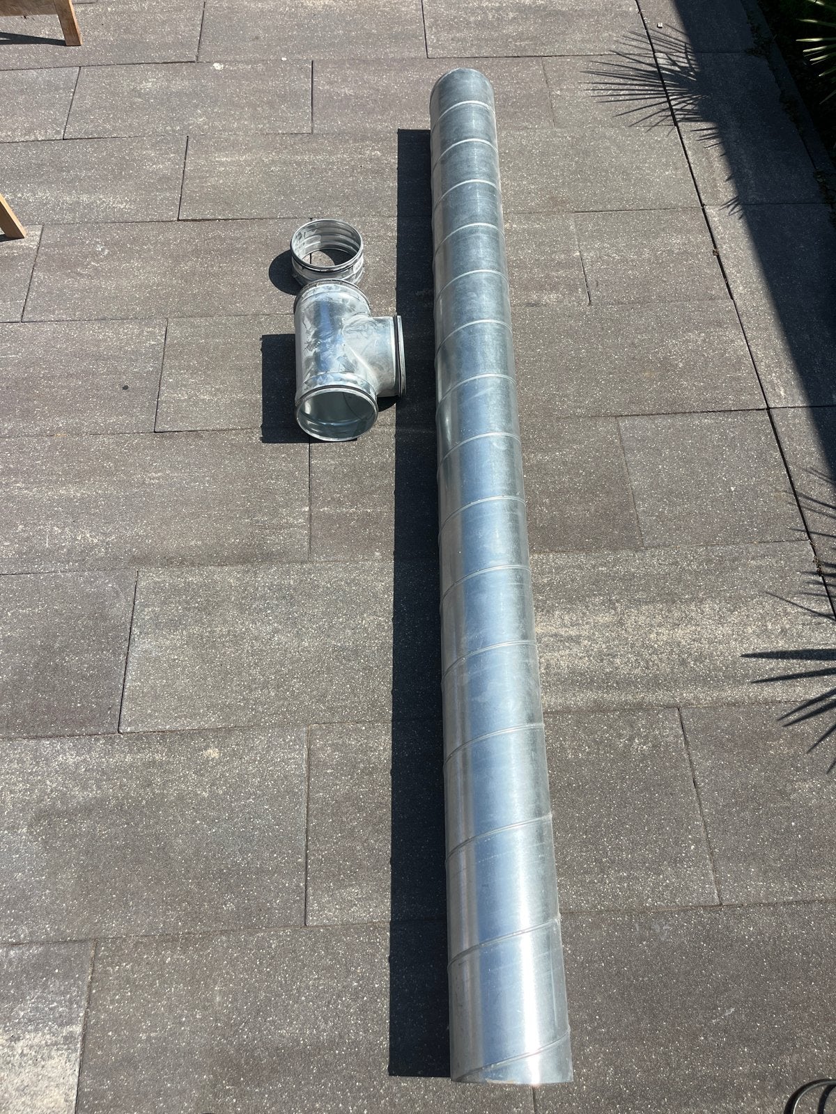 Spiraalbuis en T-stuk voor ventilatie/afzuiging, Doe-het-zelf en Verbouw, Ventilatie en Afzuiging, Ophalen, Gebruikt, Ventilator en Afzuiger
