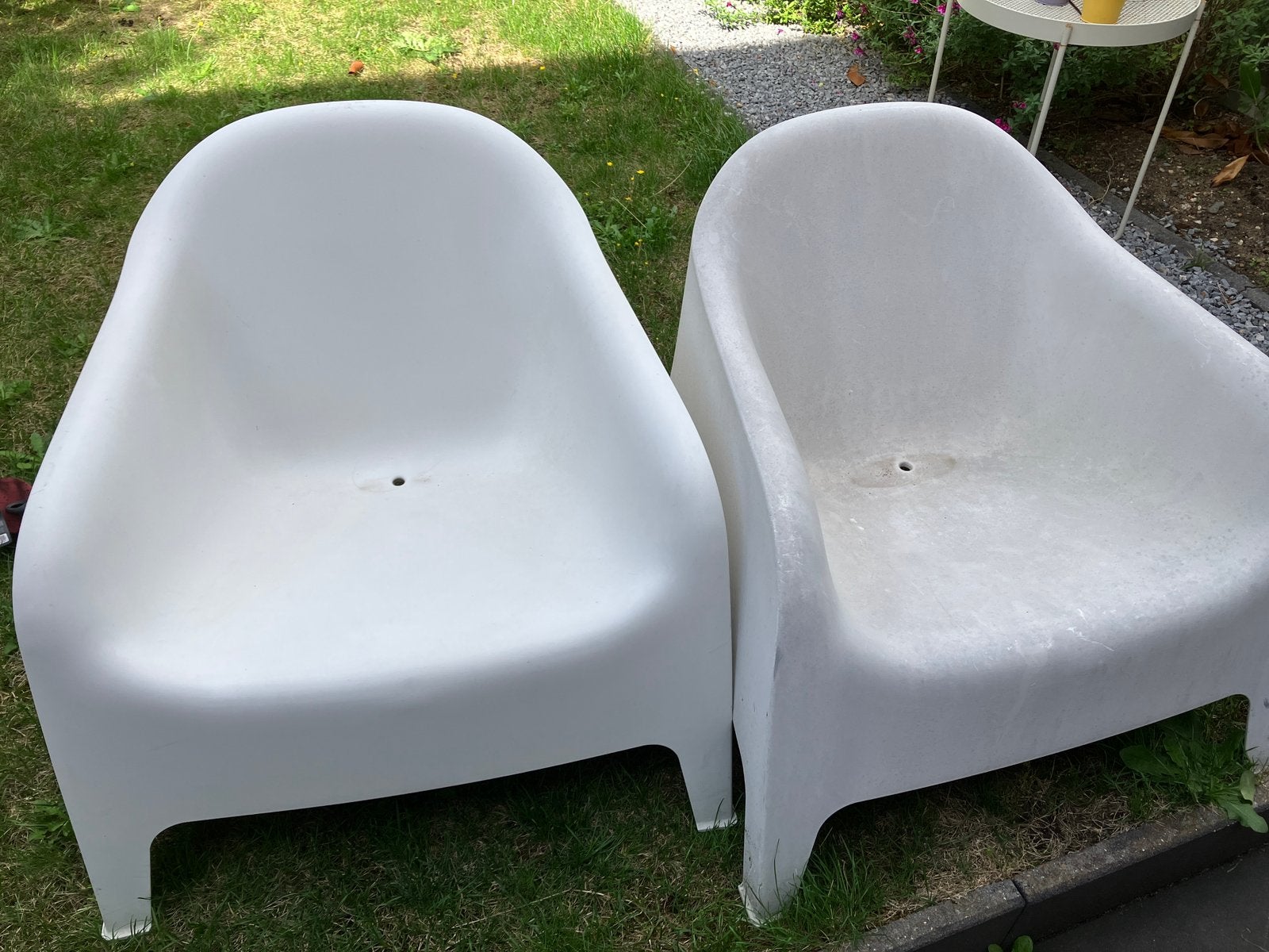 2 witte IKEA tuinstoelen, Ophalen, Gebruikt, Kunststof