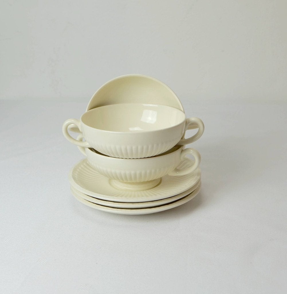 Wedgwood Edme  3x soepkommen met schotel, Gebruikt, Ophalen of Verzenden, Kom(men), Wedgwood