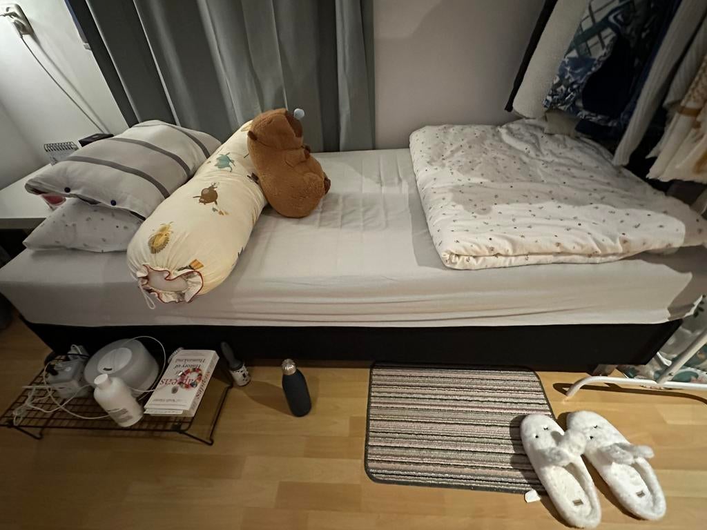Matras en bedframe, 90 cm, Eenpersoons, Wit, Ophalen of Verzenden