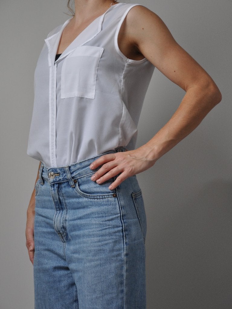 top xs, h&m top 34, blouse xs, dameskleding xs, H&M, Wit, Ophalen of Verzenden, Zo goed als nieuw