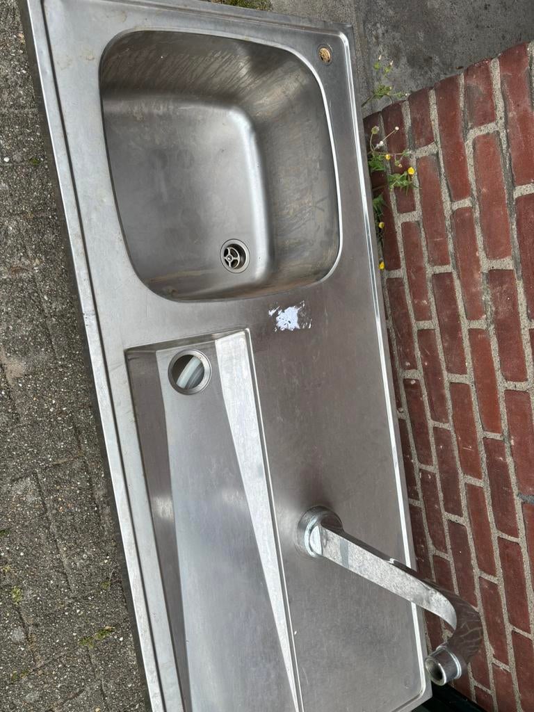 Barblad 130 cm bij 55 cm incl spoelbak en tapzuil, Ophalen, Zo goed als nieuw, Overige merken