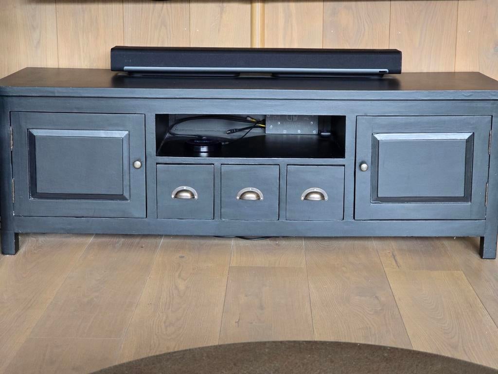 Zwart TV-meubel kastje met opbergruimte - 150x50x50 cm, Huis en Inrichting, Kasten | Televisiemeubels, Gebruikt, Minder dan 100 cm