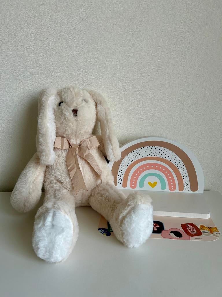 Gepersonaliseerd konijn met naam - Zacht knuffelkonijn, Handgemaakt, Ophalen of Verzenden, Beige, Konijn