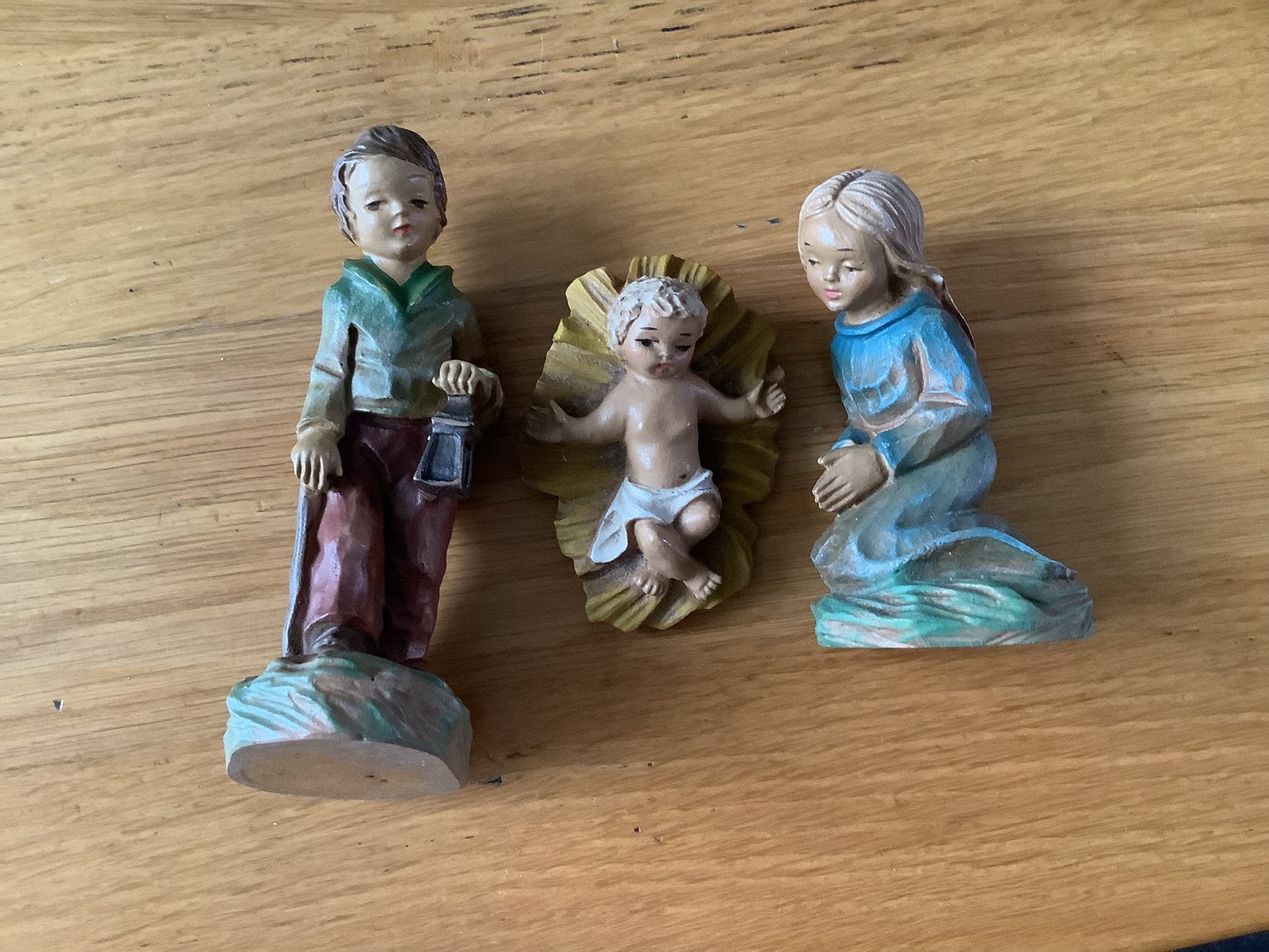 Gipsen vintage kerststalbeeldjes, Ophalen of Verzenden, Gebruikt