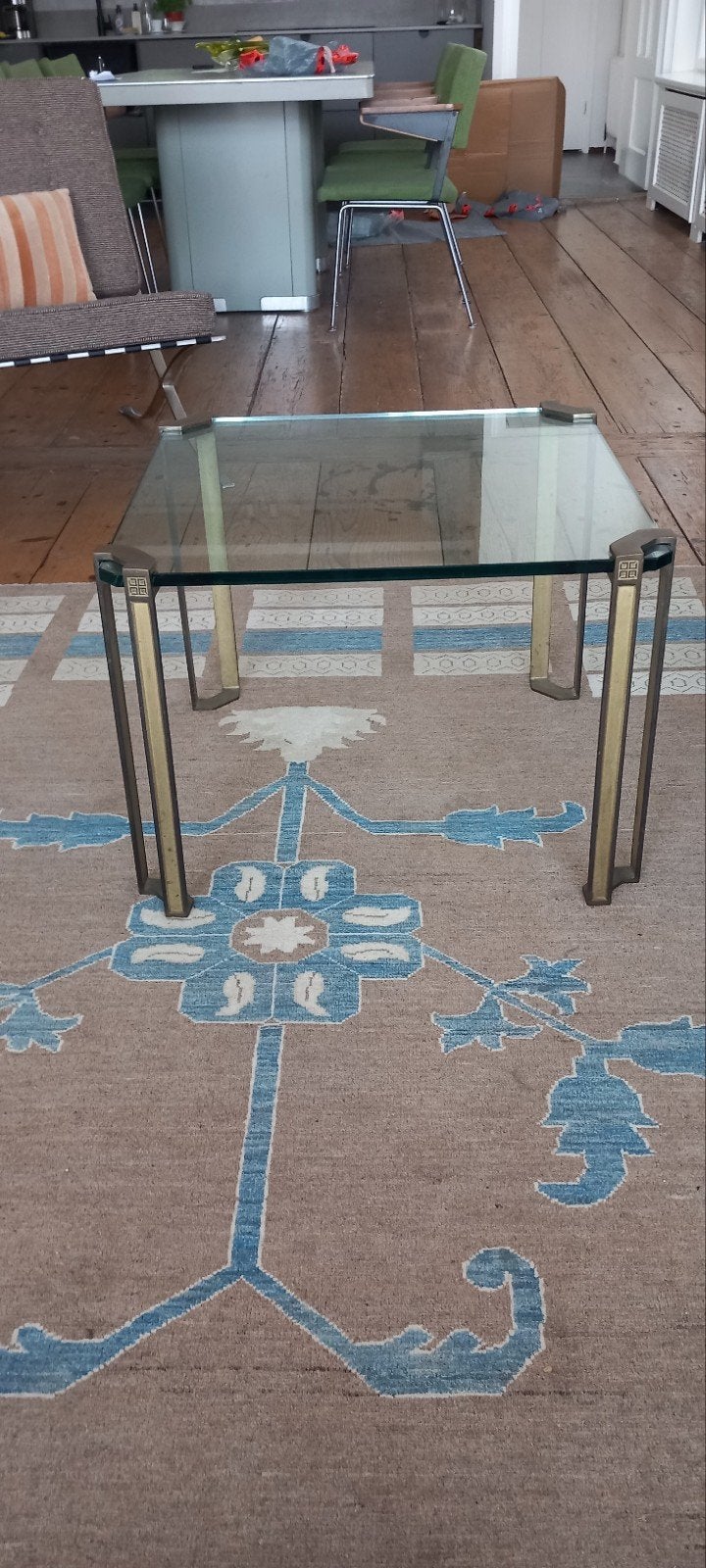 Peter Chychy Design Tafel Jaren 70 - Dik Glazen Blad, Huis en Inrichting, Tafels | Salontafels, Gebruikt, 5 – 50, 50 tot 100 cm
