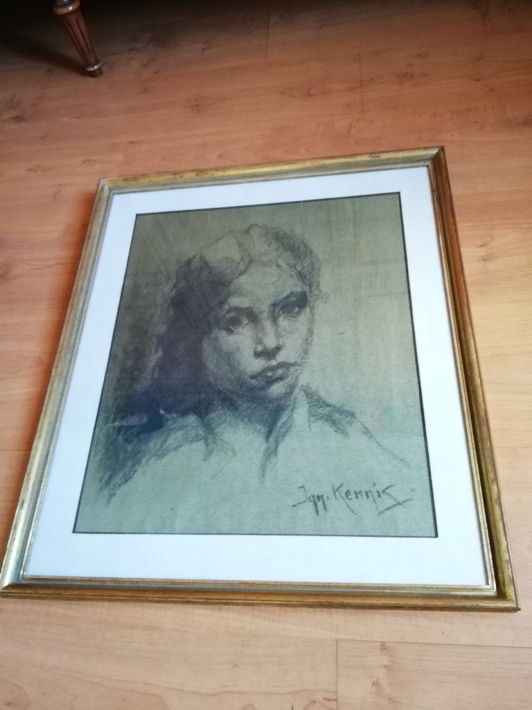 Portret van dame door Ignace Kennis prachtig ingelijst 61x53, Antiek en Kunst, Kunst | Schilderijen | Klassiek, Ophalen, Bijzondere lijst