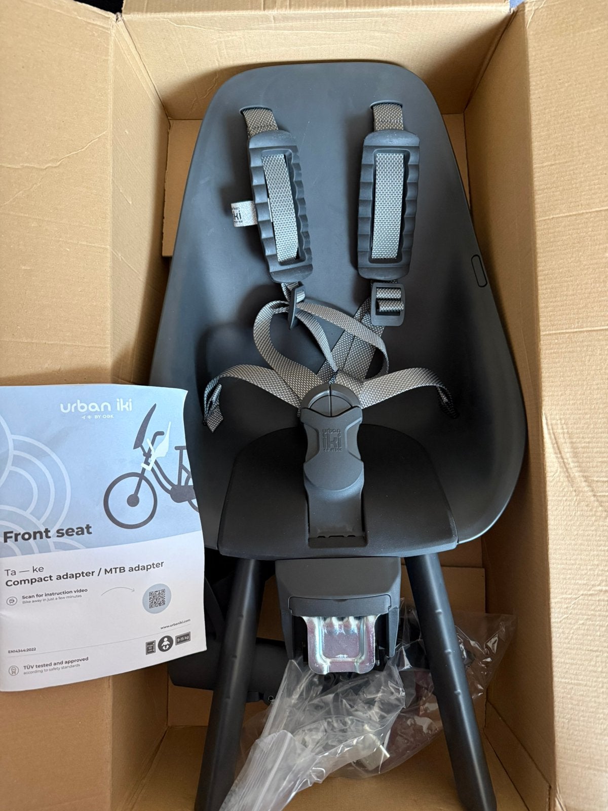 Urban Iki Ta-ke voorzitje – nieuw in doos – MTB/ATB adapter, Voetsteuntjes, 0 t/m 18 kg, Voorzitje, Nieuw
