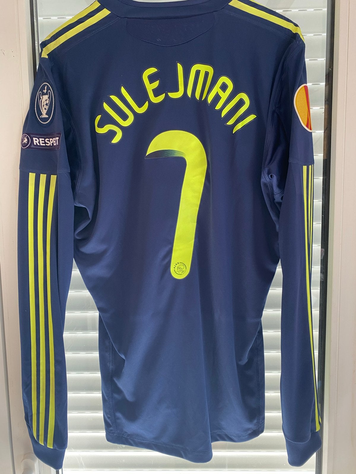 Matchworn ajax Sulejmani 7 Thuisshirt Lange Mouwen, Ophalen of Verzenden, Zo goed als nieuw, Voetbal, Maat 48/50 (M)