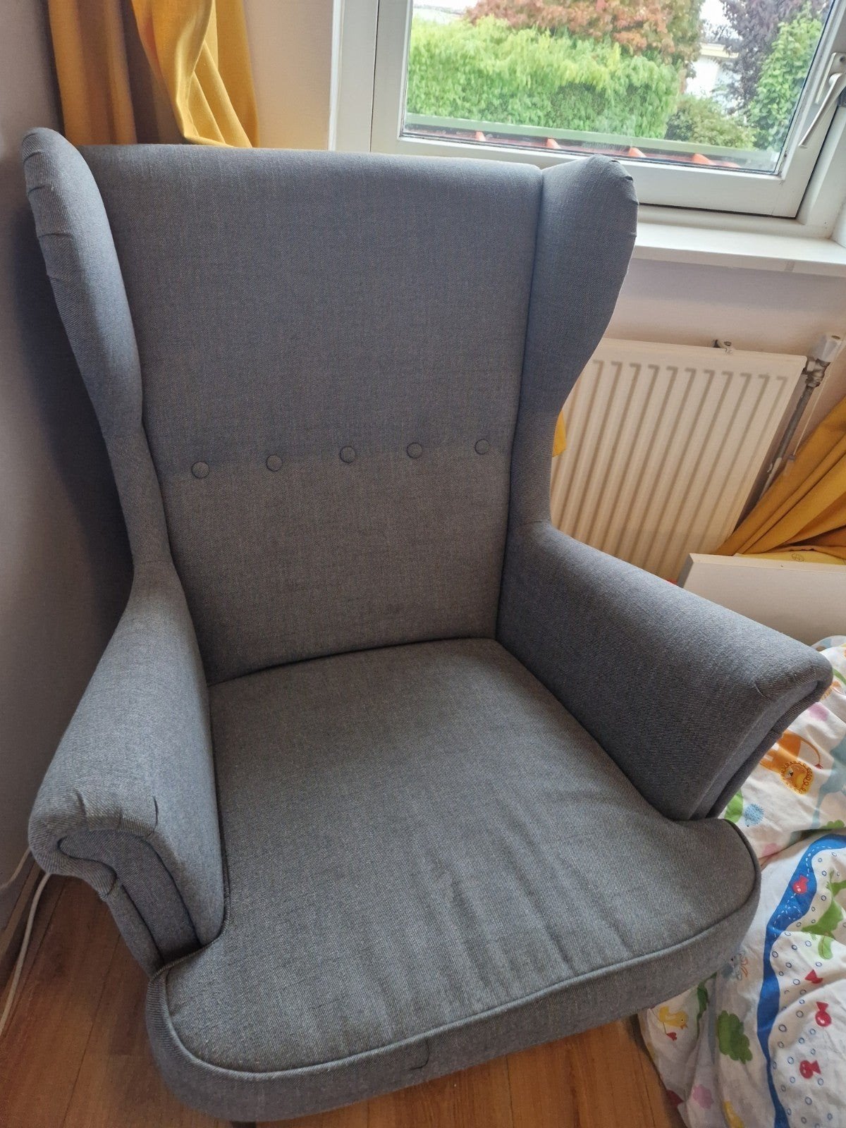 ikea Strandmon fauteuil grijs, Huis en Inrichting, Fauteuils, Ophalen, Modern, Klassiek, 75 tot 100 cm, Zo goed als nieuw