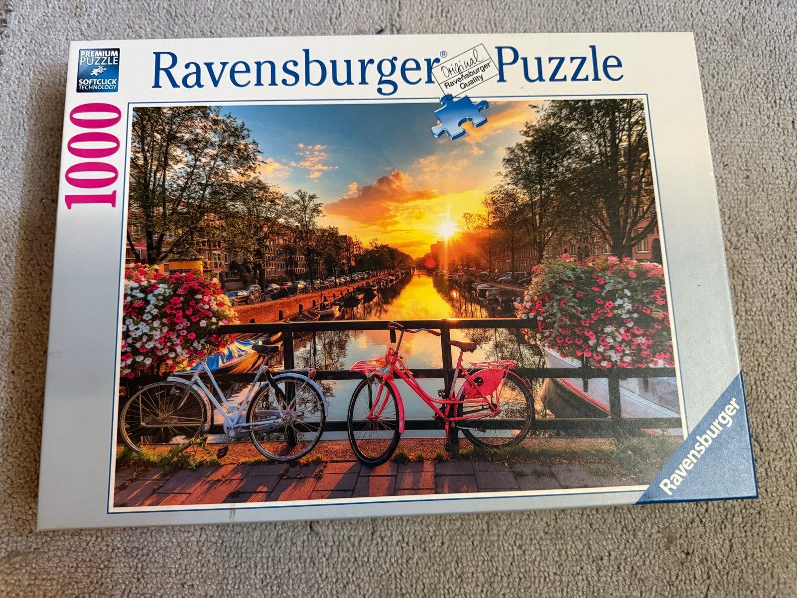 Ravensburger Legpuzzel Amsterdam Zonsondergang 1000 stukjes, Ophalen of Verzenden, 500 t/m 1500 stukjes, Zo goed als nieuw, Legpuzzel