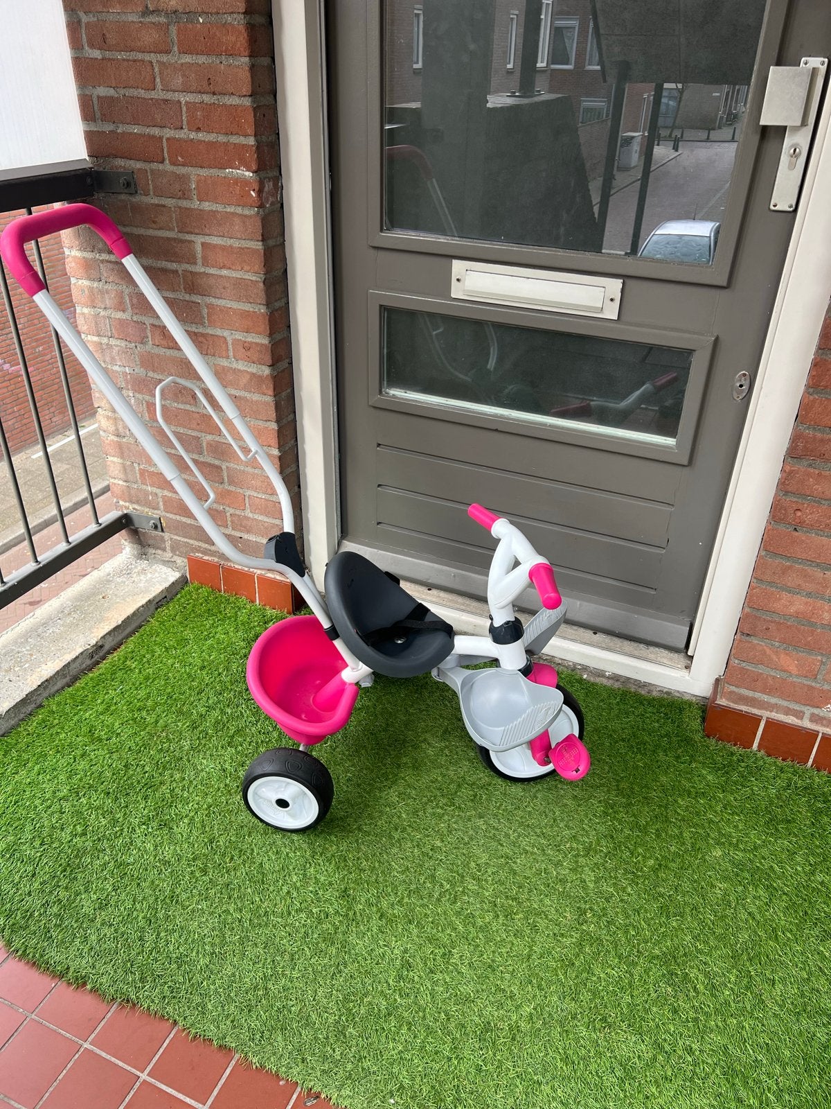 Smoby Driewieler met Duwstang - Roze/Grijs, Fietsen en Brommers, Fietsen | Driewielers, Gebruikt, Duwstang, Ophalen of Verzenden