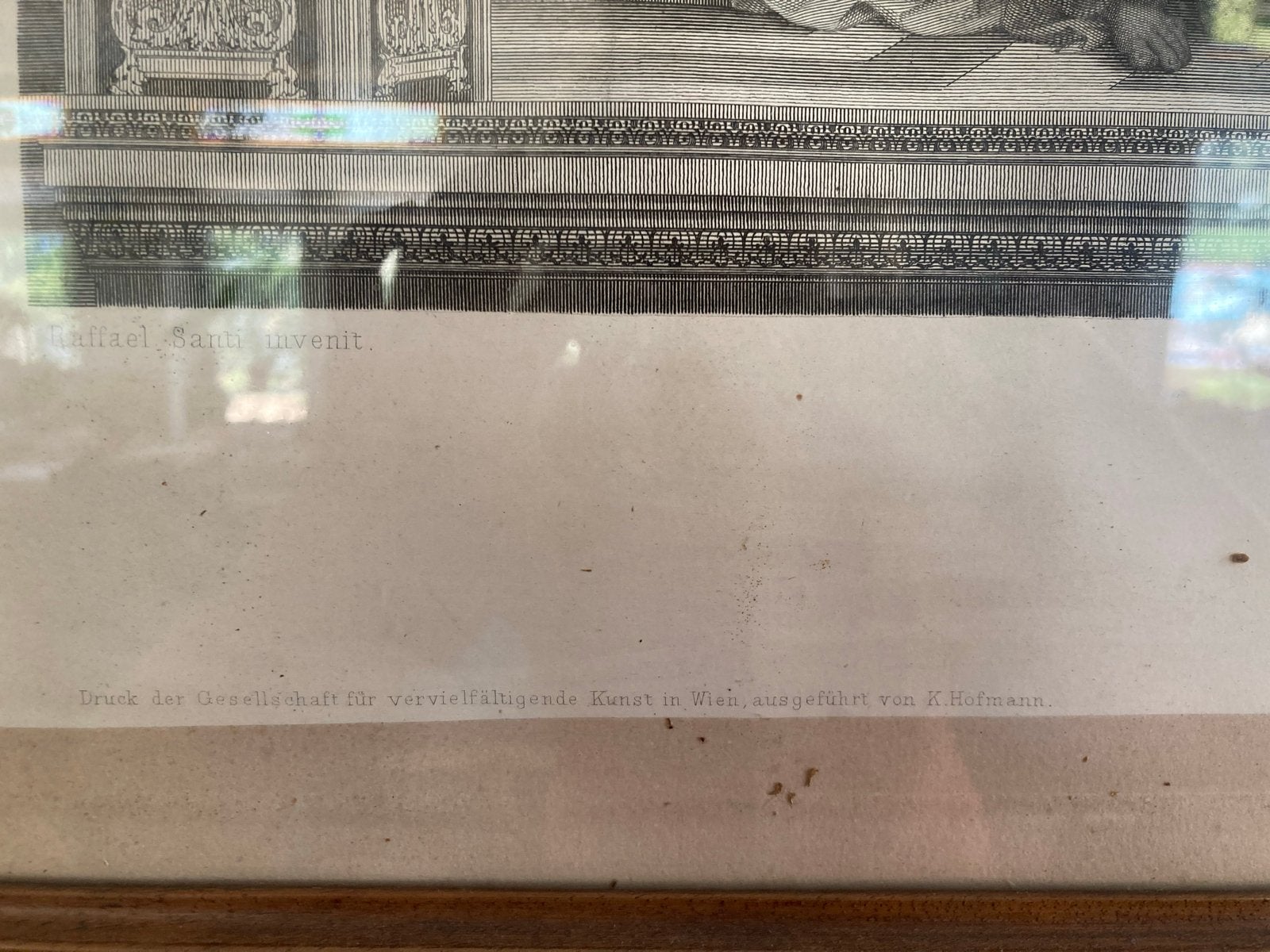 Grote ingelijste gravure 'Die Schule von Athen' (Raphael), Ophalen, 1800 - 1899, Ingelijst, Dagelijks leven