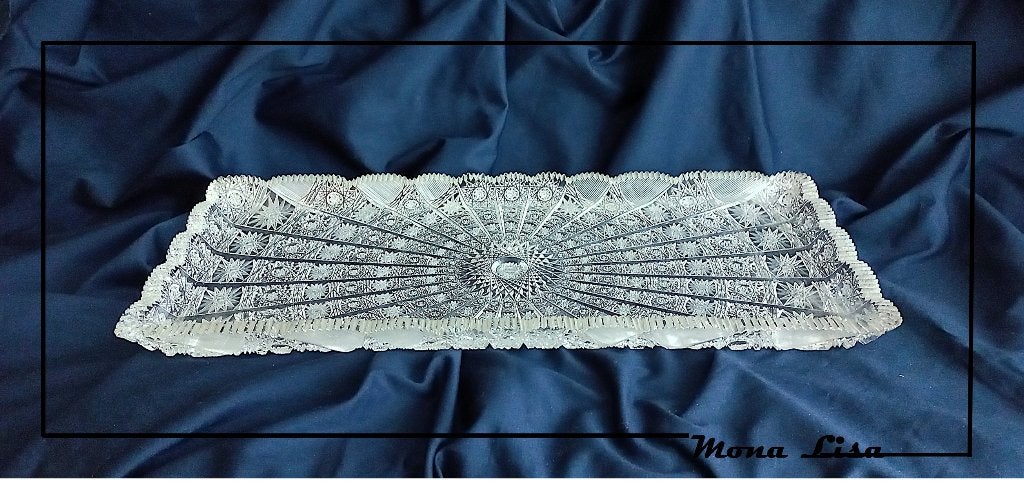 Grote Serveerschaal, 45 cm  – kristal,  jaren '60, Ophalen of Verzenden