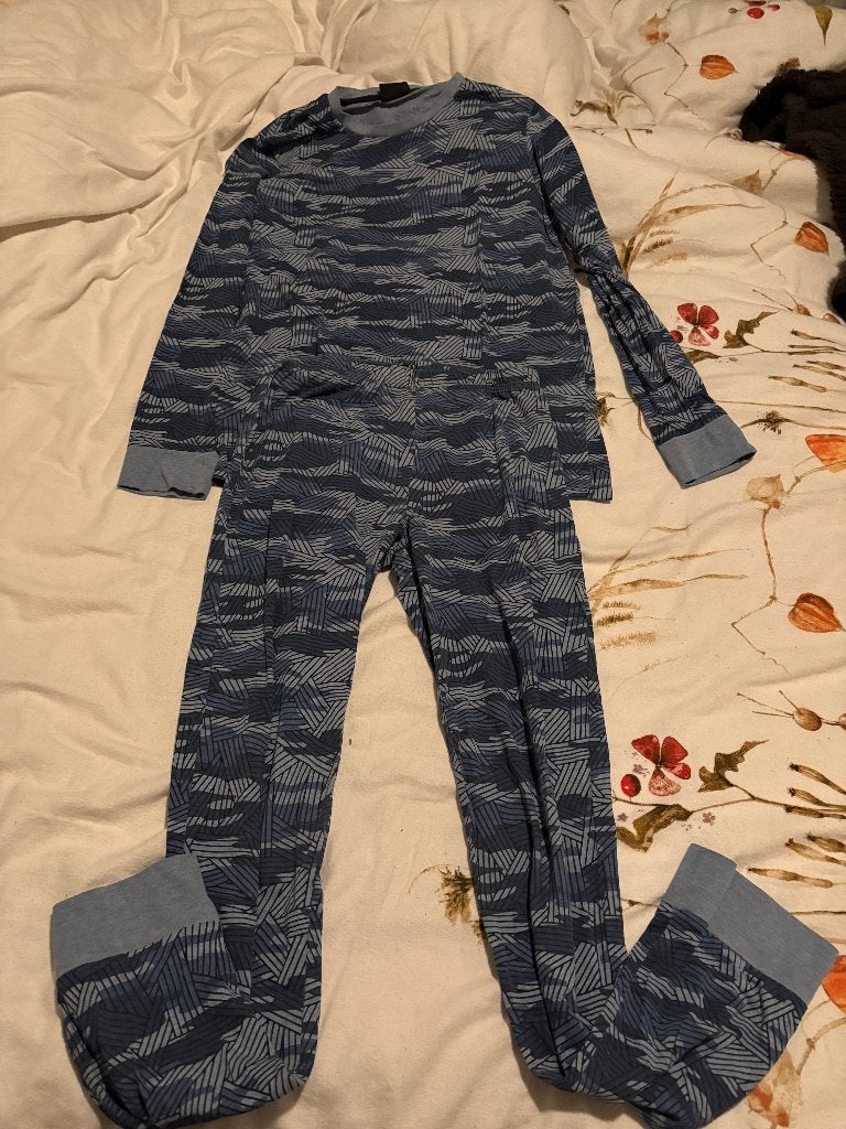 Blauw grijze pyjama jongens maat 170, Nacht- of Onderkleding, Gebruikt, C&A, Ophalen of Verzenden